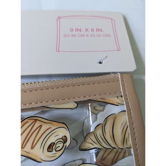 FraSier Sterling, Travel MAKE UP Bag Croissants Bread 9 X 8 New Cute - Picture 3 of 5